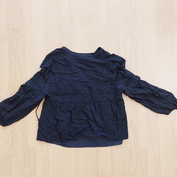Forever 21 black boho top 3/4 sleeve with lace detail size small - Picture 5 of 5